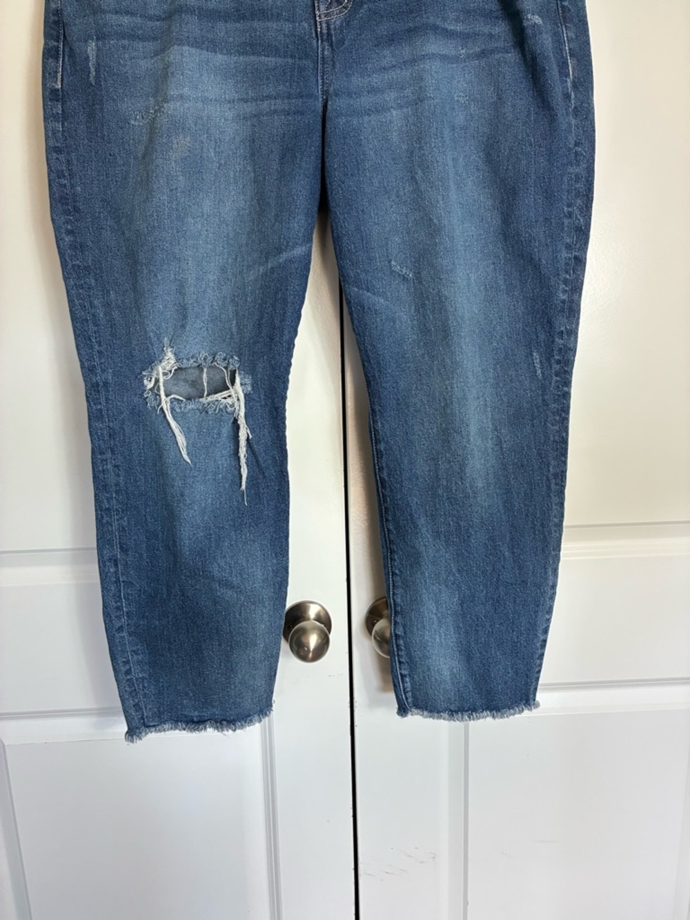 Torrid medium blue distressed button-fly Jeans Pockets Straight Leg size 20R - Picture 8 of 10